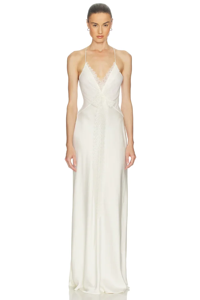 Mix Media Slip Dress - ivory
