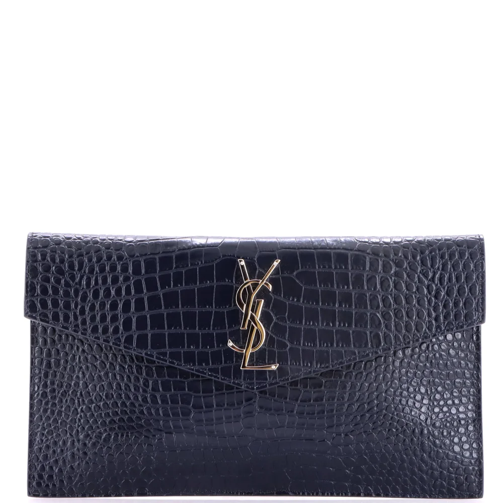 Pre-Owned Uptown Pouch Crocodile Embossed Leather