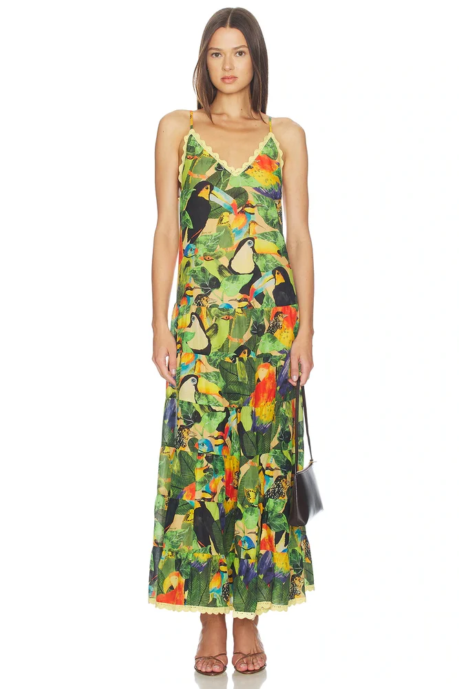 Bird Leaves Long Dress