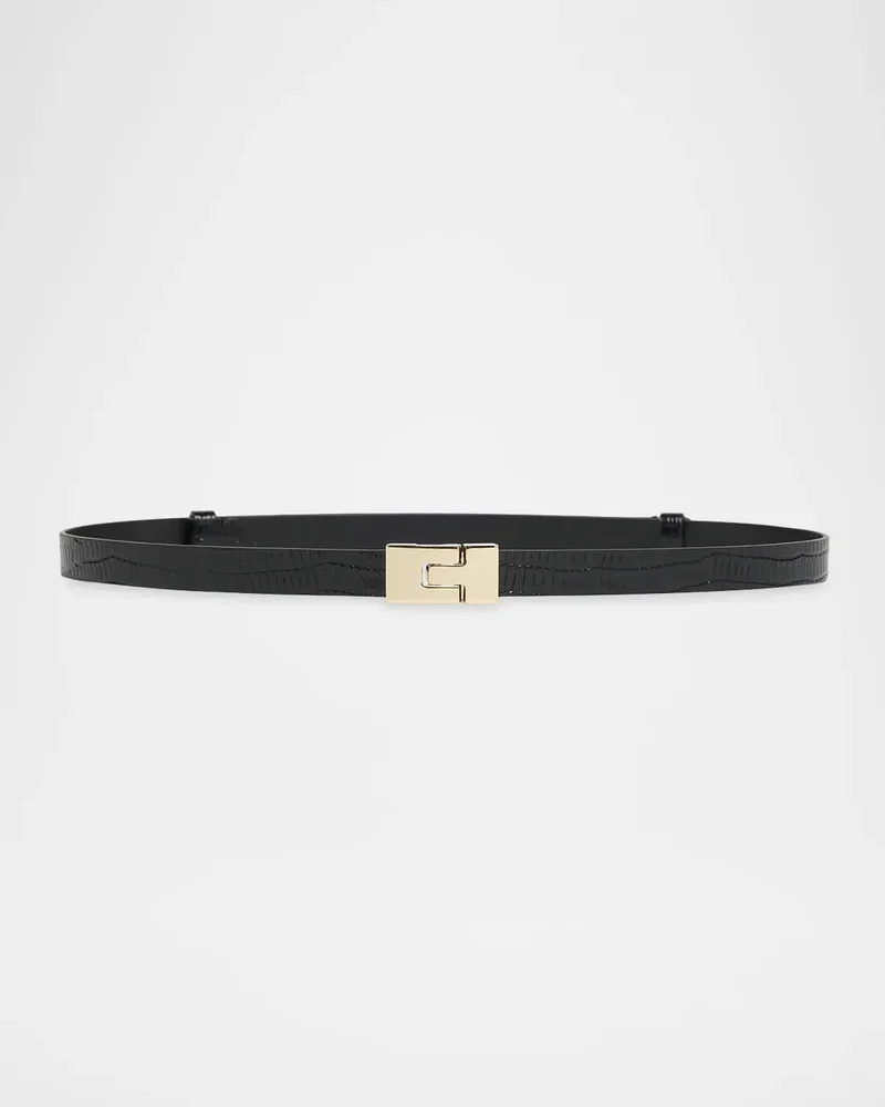 Interlock T Tejus-Embossed Leather Belt