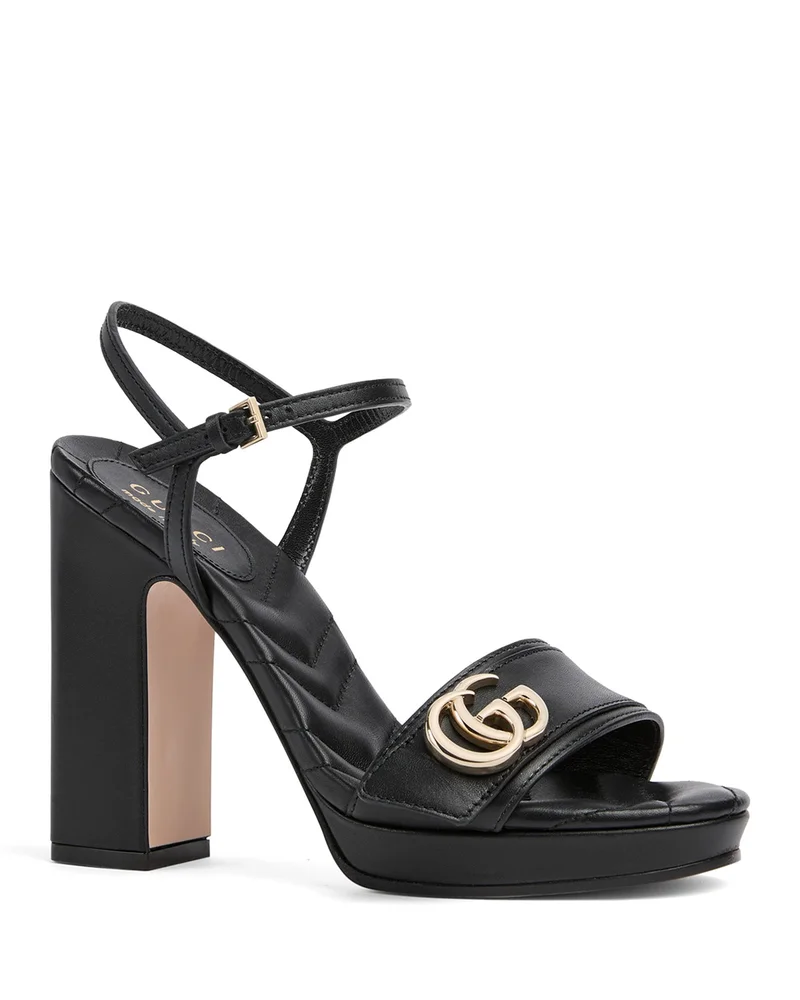 Women's Double G Leather High Heel Platform Sandals