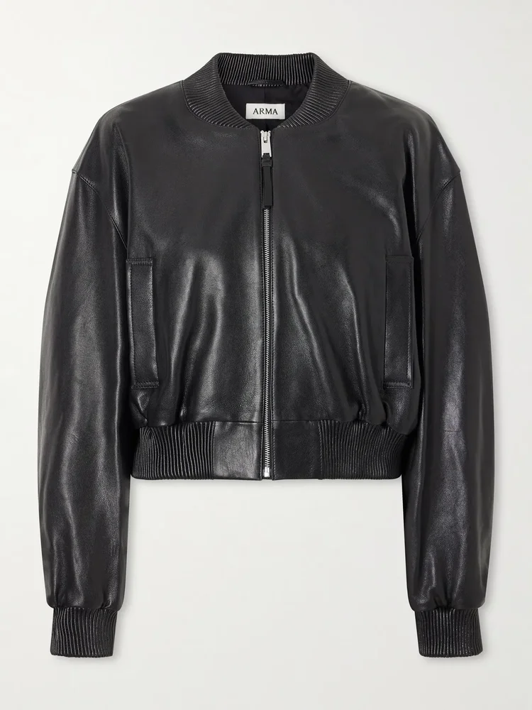 hannan leather bomber jacket