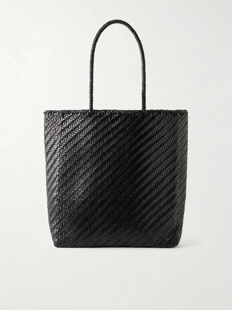 Big woven leather tote bag