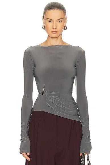 Claw Draped Long Sleeve Top
