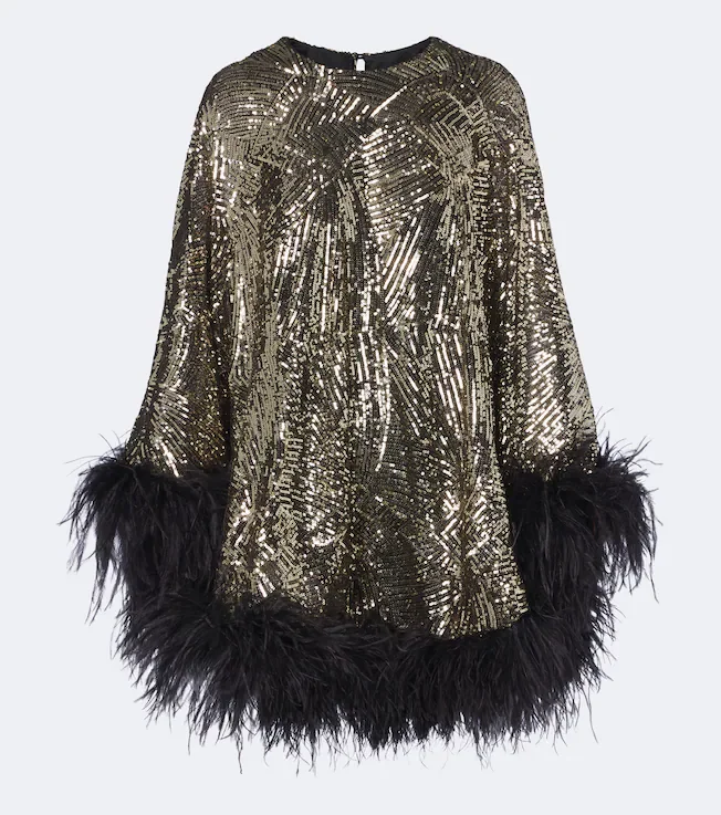 Vegas Disco feather-trimmed minidress