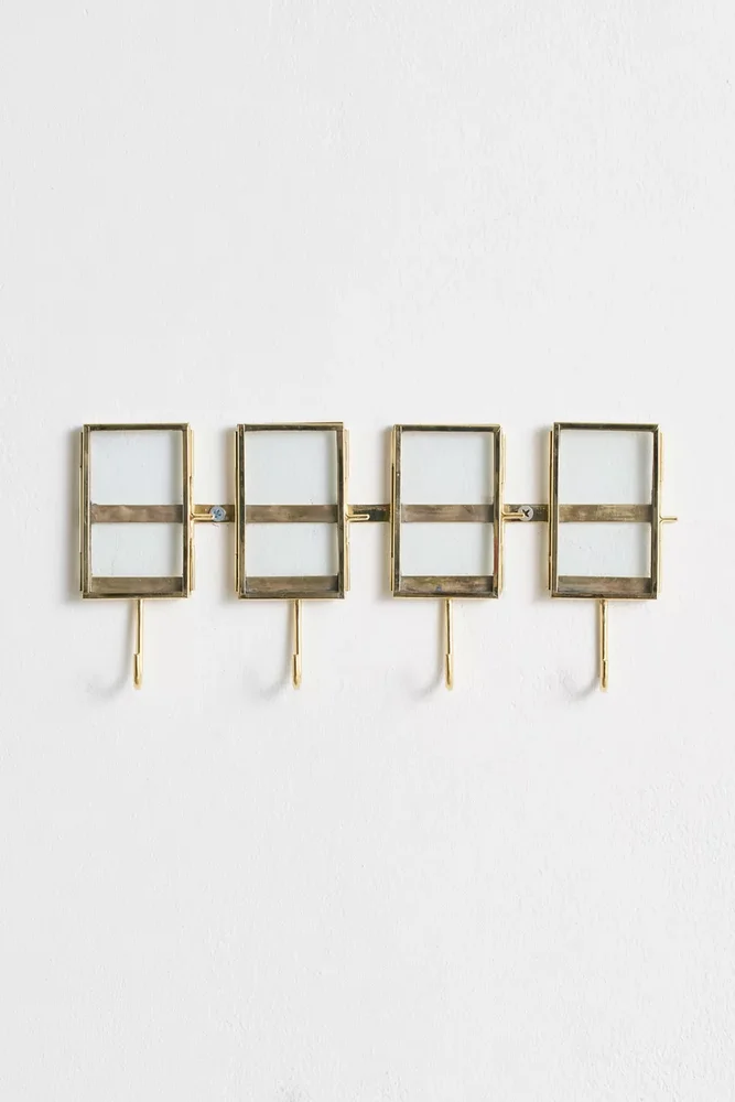 Brass 4-Frame Instax Mini Picture Frame Wall Multi-Hook