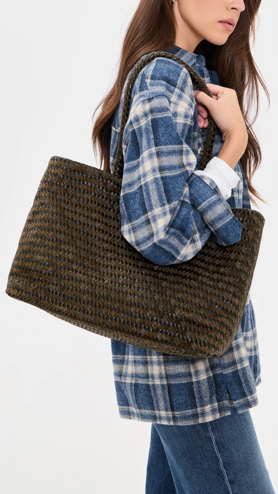 Suede Leather Handwoven Tote
