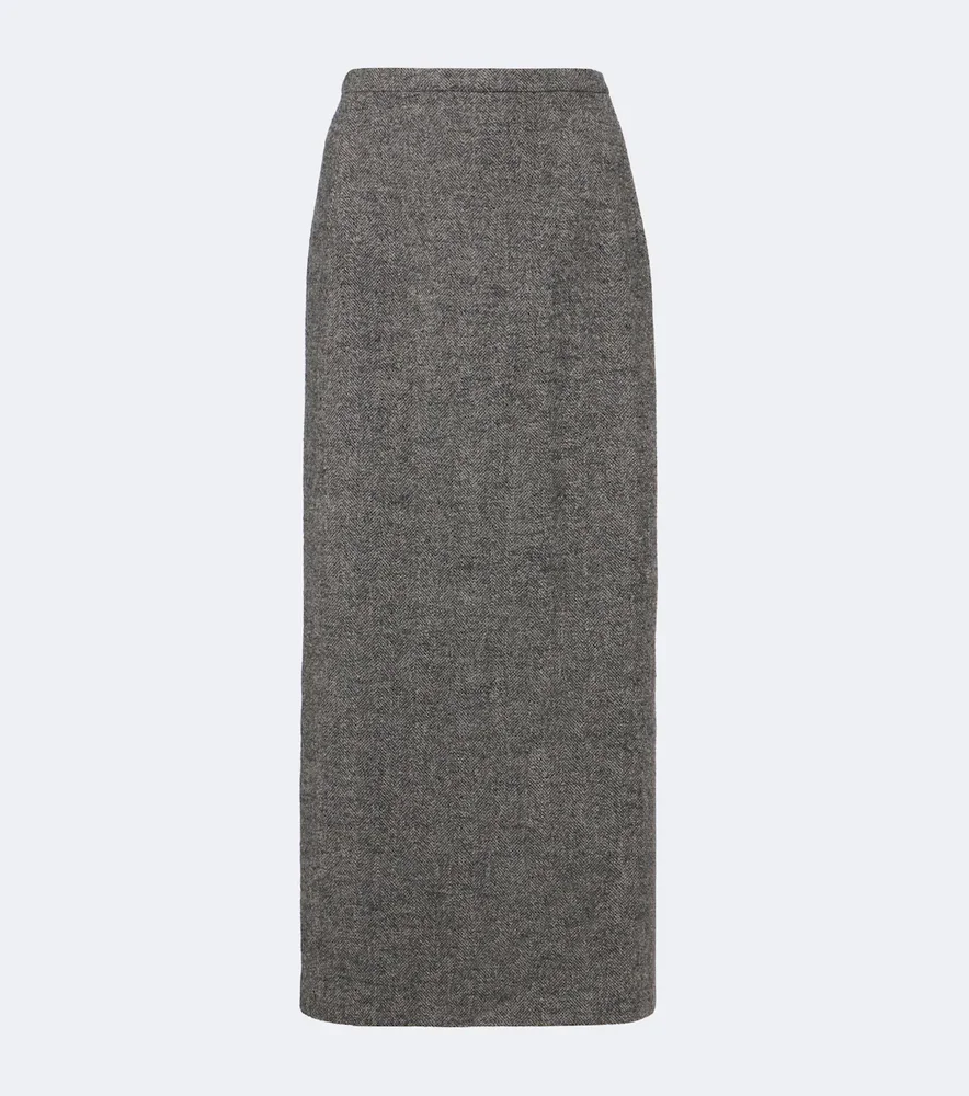 Wool and cashmere-blend midi skirt