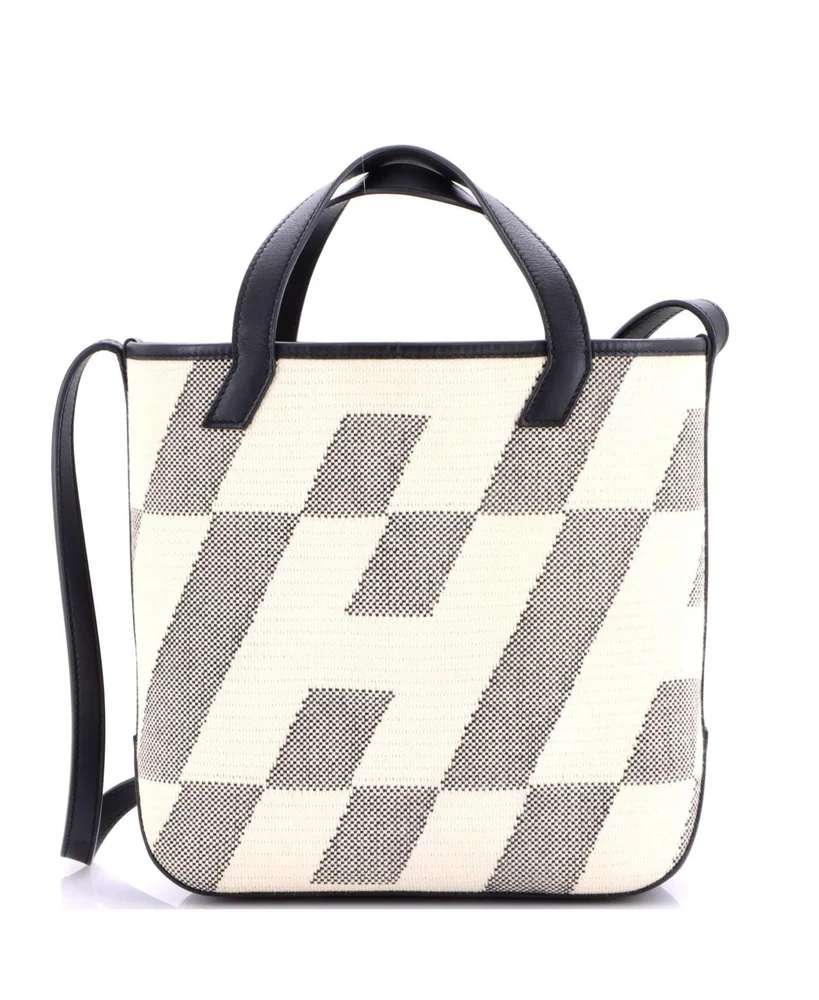27 Cabas H en Biais Tote Canvas with Leather