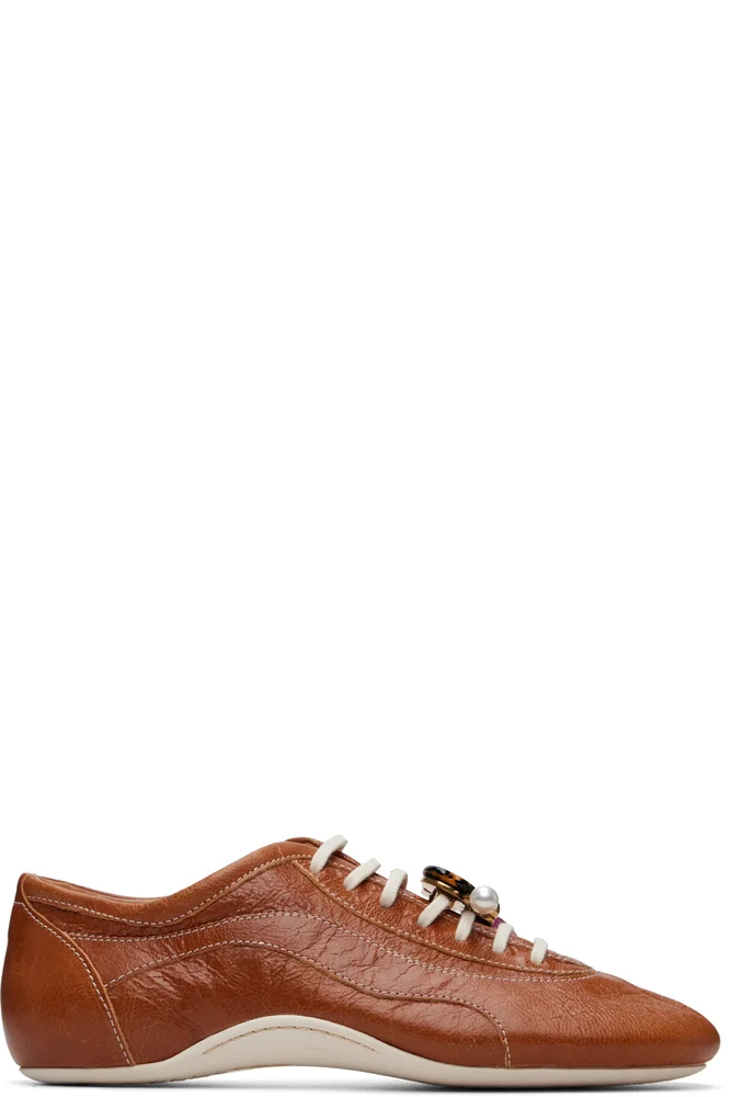 Brown Leather Ballerina Sneakers