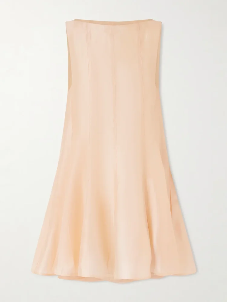 KHAITE Mags paneled satin-twill mini dress
