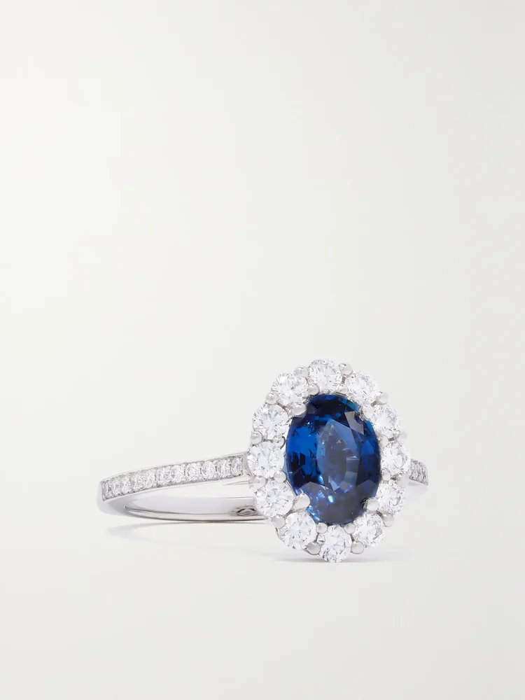 1735 platinum, sapphire and diamond ring