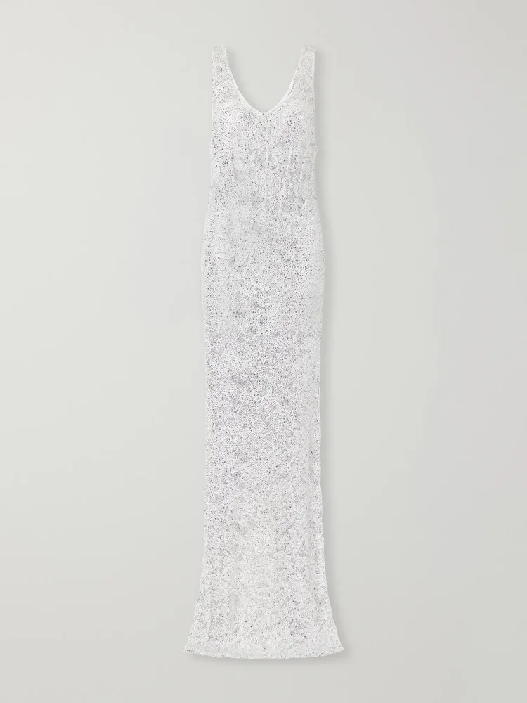 aela crystal embellished cotton gown
