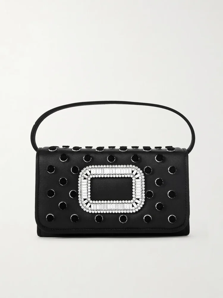 Pilgrim buckle-embellished satin clutch