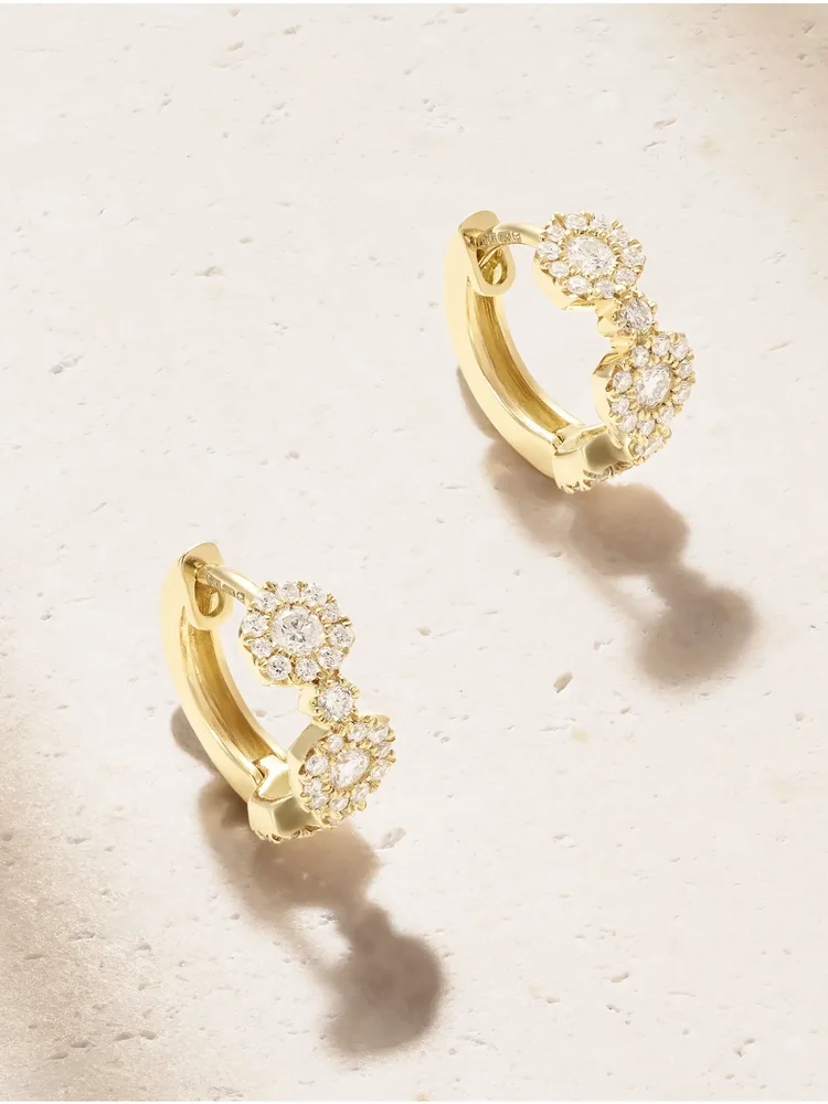 Triolette 18-karat gold diamond hoop earrings