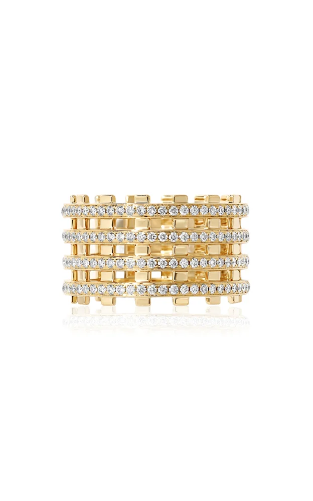 Railroad Twin Track Pavé Ring