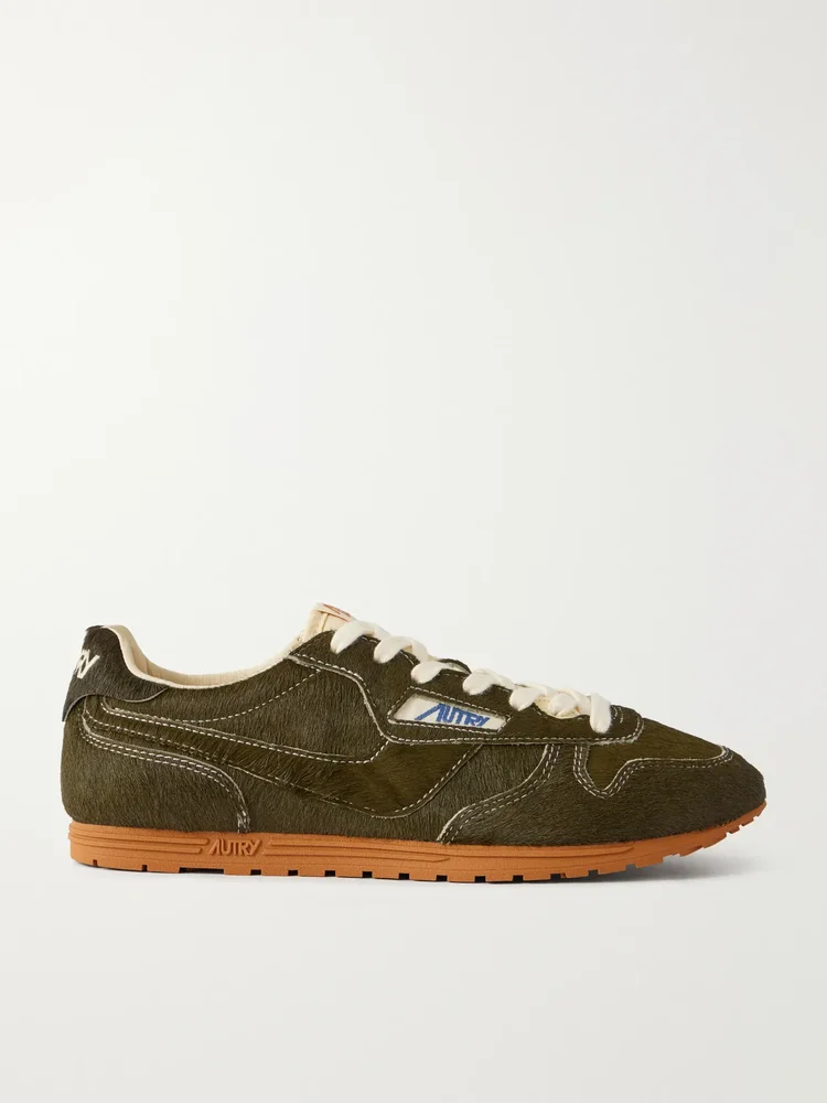 Windspin Low logo-embroidered calf hair low-top sneakers