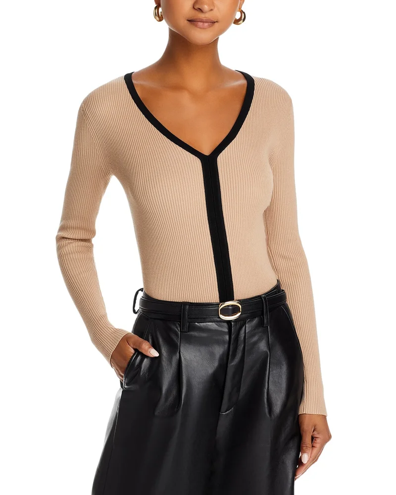 V Neck Ribbed Sweater