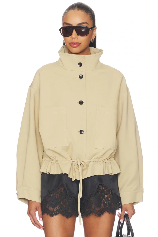 Drawstring Short Trench Coat