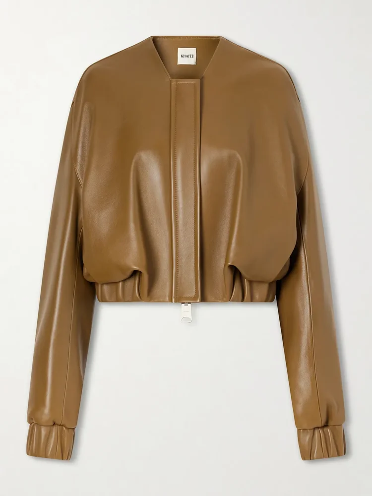 cordan cropped leather bomber jacket