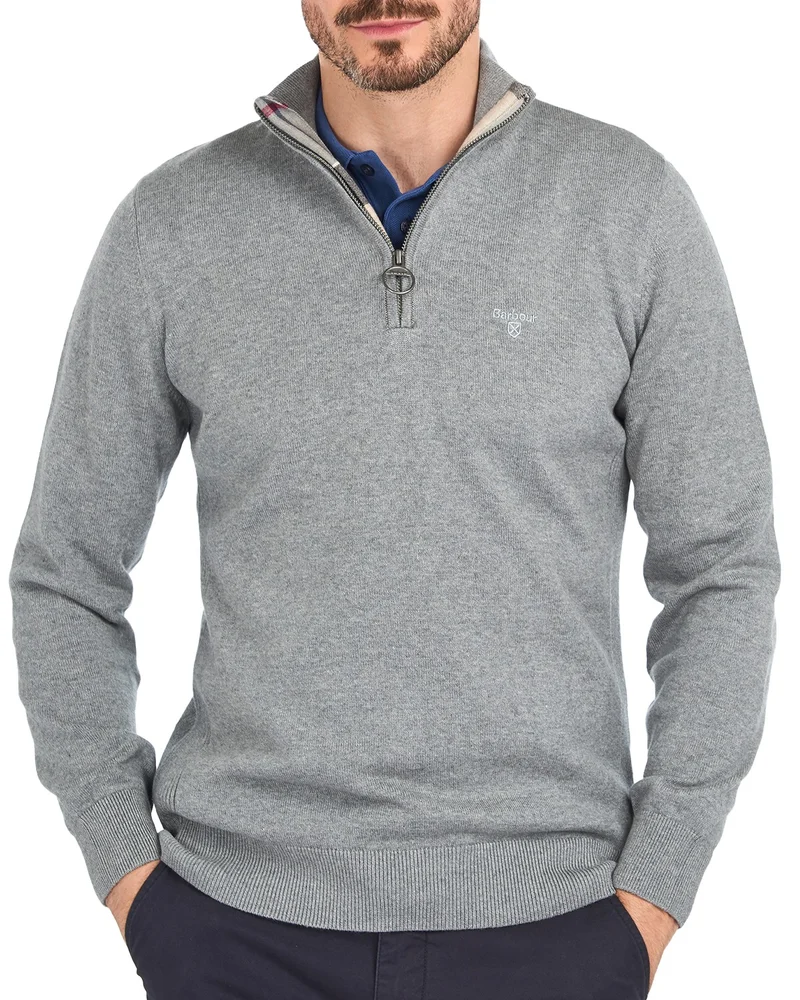 Cotton Half Zip Knitted Jumper