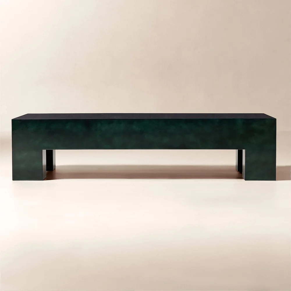 Scatola 60" Rectangular Dark Green Lacquered Coffee Table