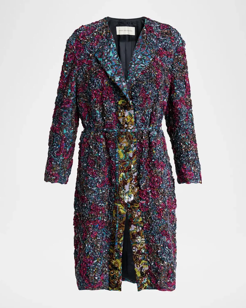 Rivkam Embroidered Single-Breasted Long Coat