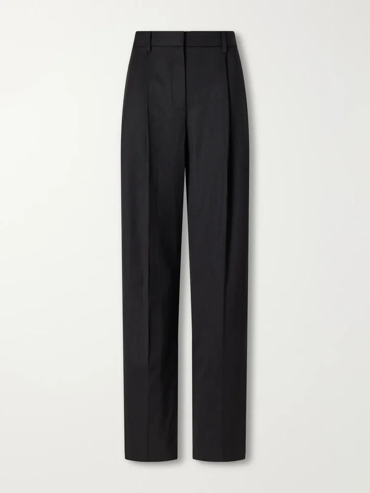 Ivy pleated wool-blend twill straight-leg pants