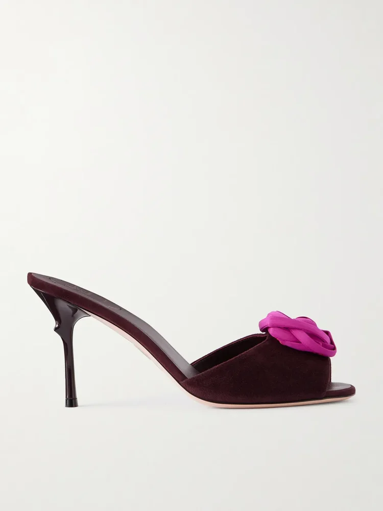 Epine Rose 85 floral-appliquéd suede mules