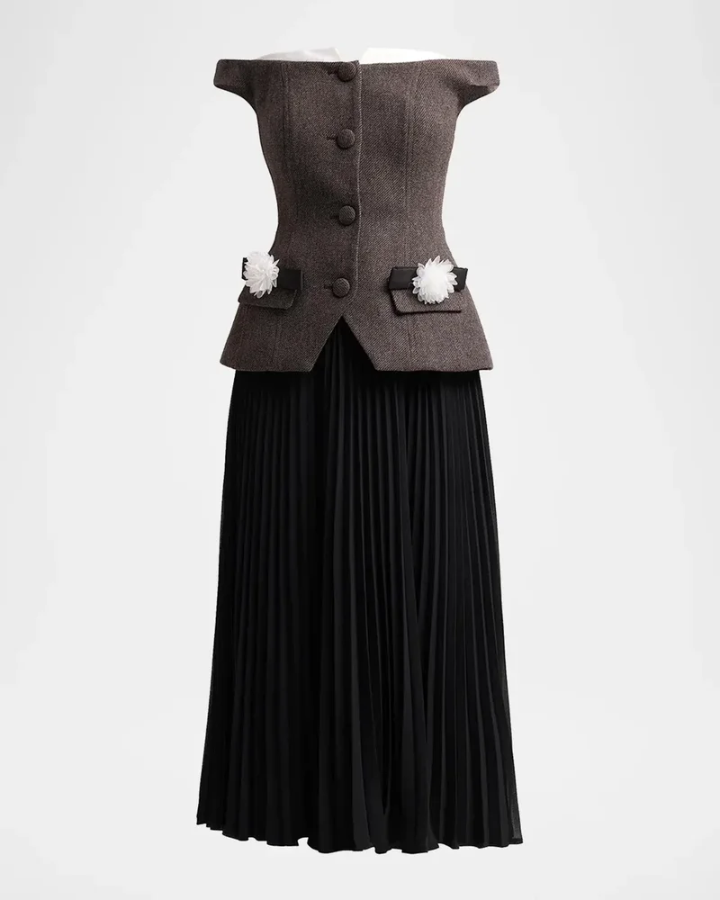 Off-the-Shoulder Chiffon Midi Dress