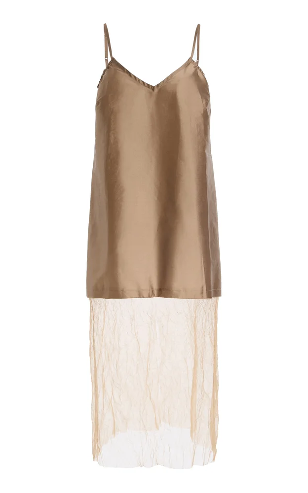 Exclusive La Isla Taffeta and Mesh Slip Dress