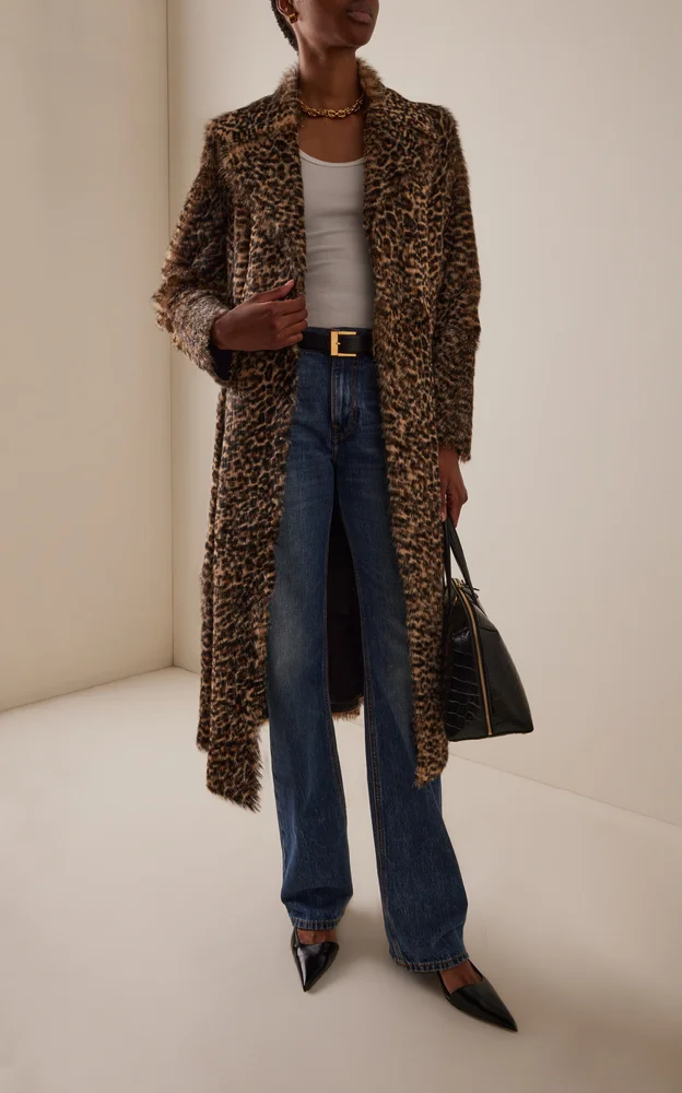 Leopard-Print Shearling Coat