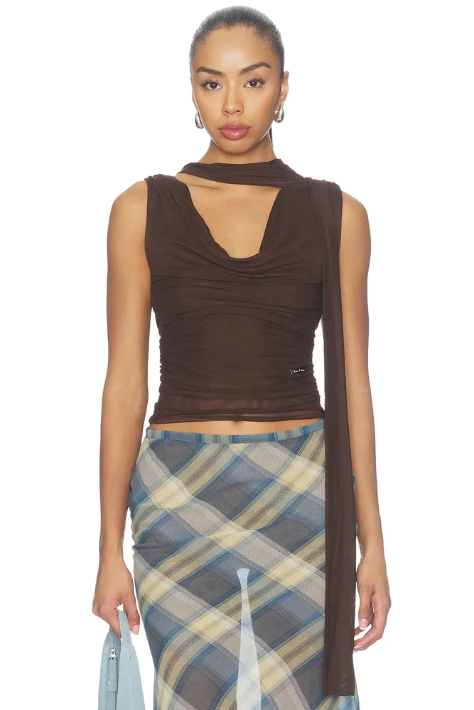 Draped Mesh Top