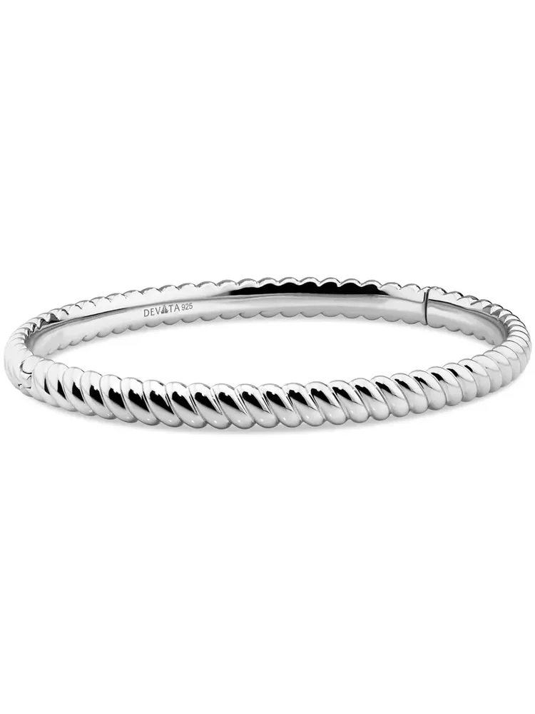 Rope Bangle Bracelet in Rhodium Plated Sterling Silver