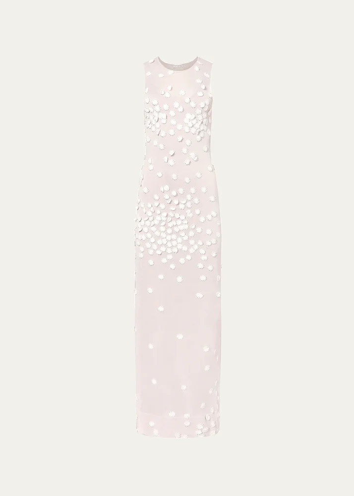 Nelly Degrade Flower Applique Mesh Maxi Dress