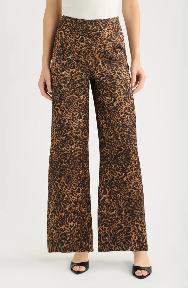 Leopard Print Wide Leg Pants