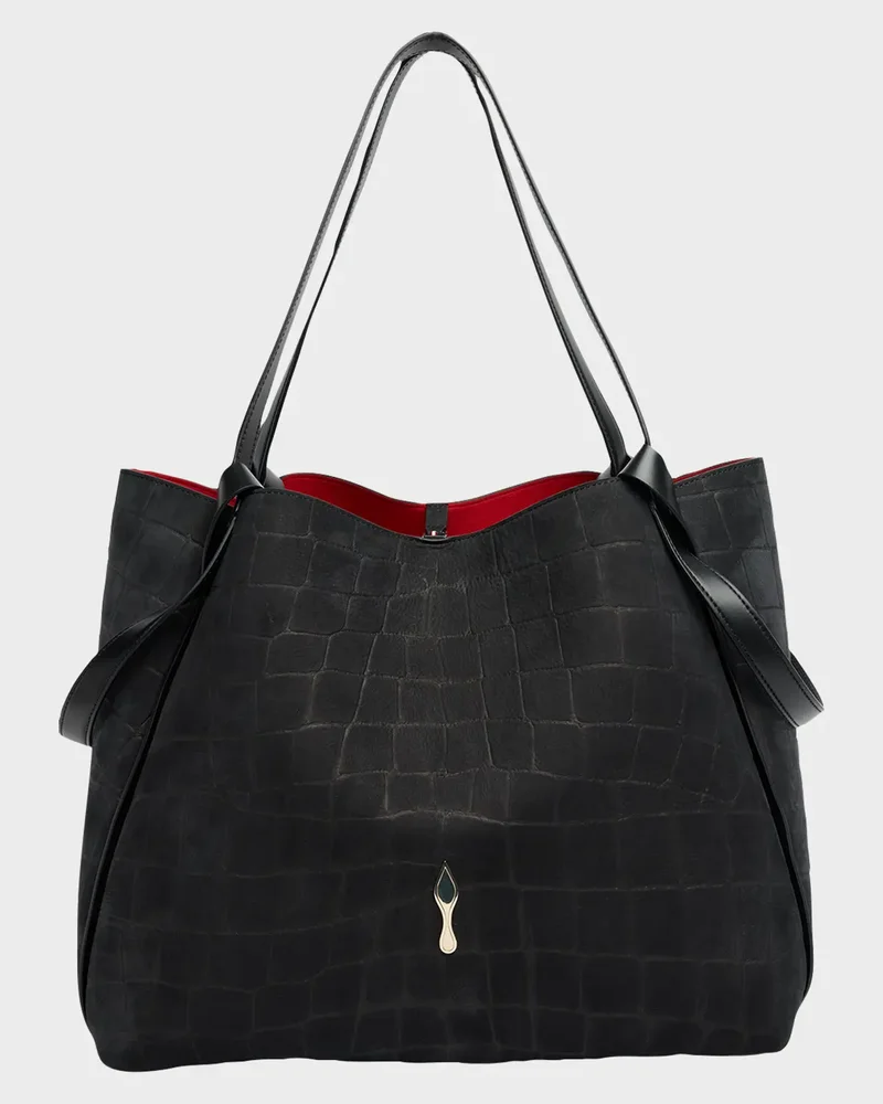 Bettina Large Croc-Embossed Suede Tote Bag