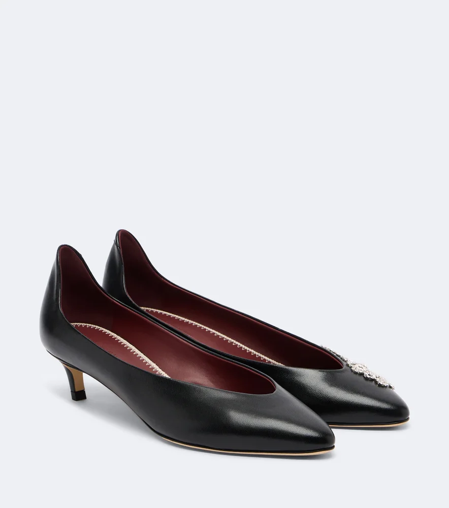 Embellished leather pumps