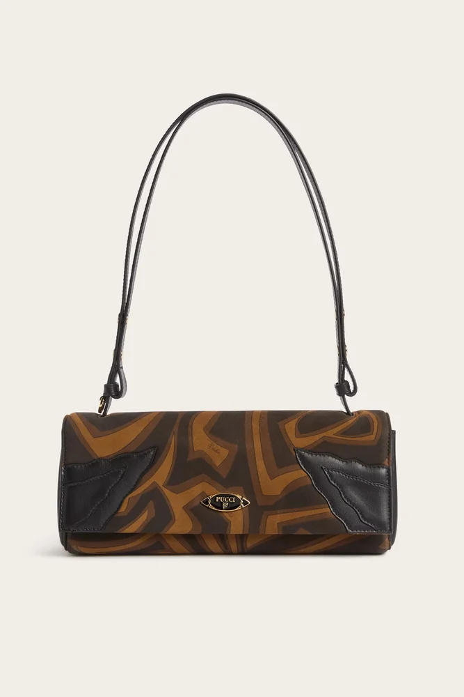 Palio Shoulder Bag (Labirinto-print suede baguette)