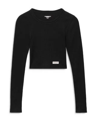 Alexander Wang Ribbed Long Sleeve Cropped Top