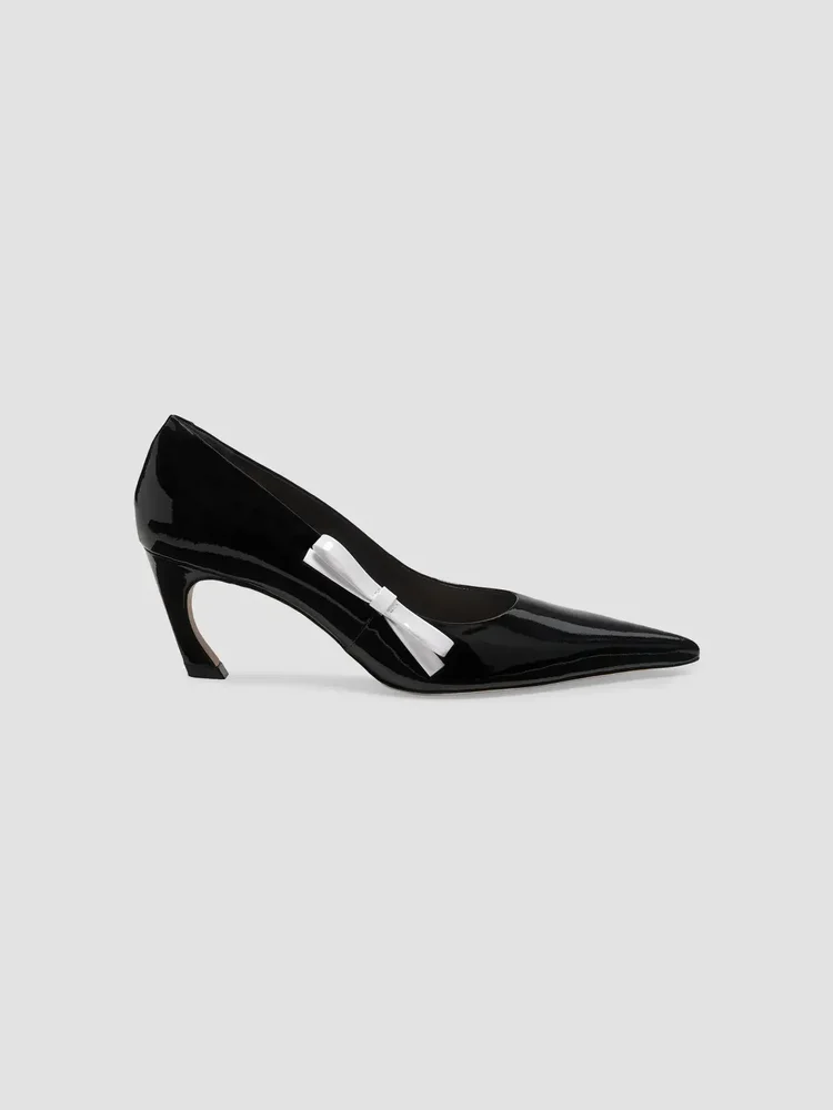 65MM Contrast Bow-Detail Patent Leather Pumps