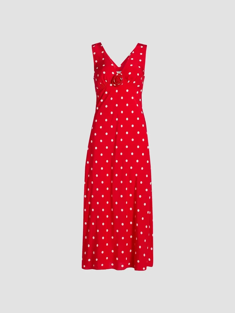 Terena Polka-Dot A-Line Midi-Dress