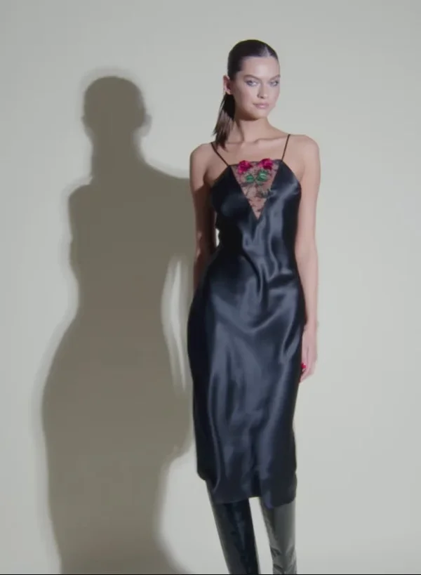 Vampire Rose Embroidery Slip Dress