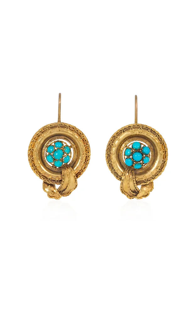 Victorian Gold and Turquoise Bulla Earrings