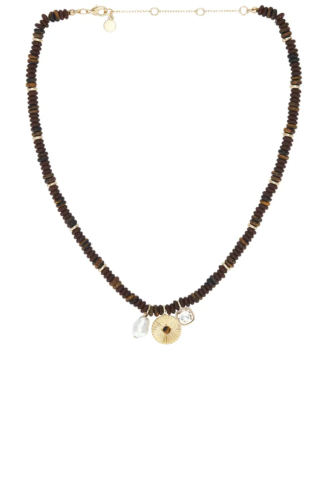 Beaded Gemstone Charm Holder Necklace
