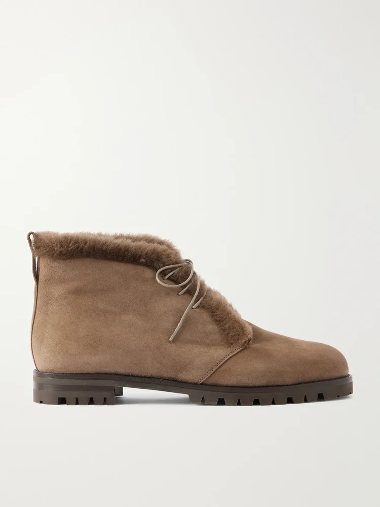 Mircus 10 shearling-trimmed suede ankle boots