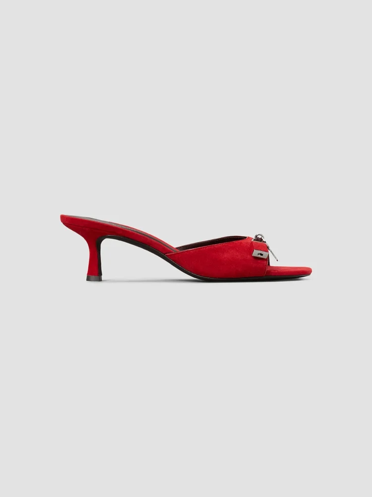 Lock 55MM Suede Kitten-Heel Sandals