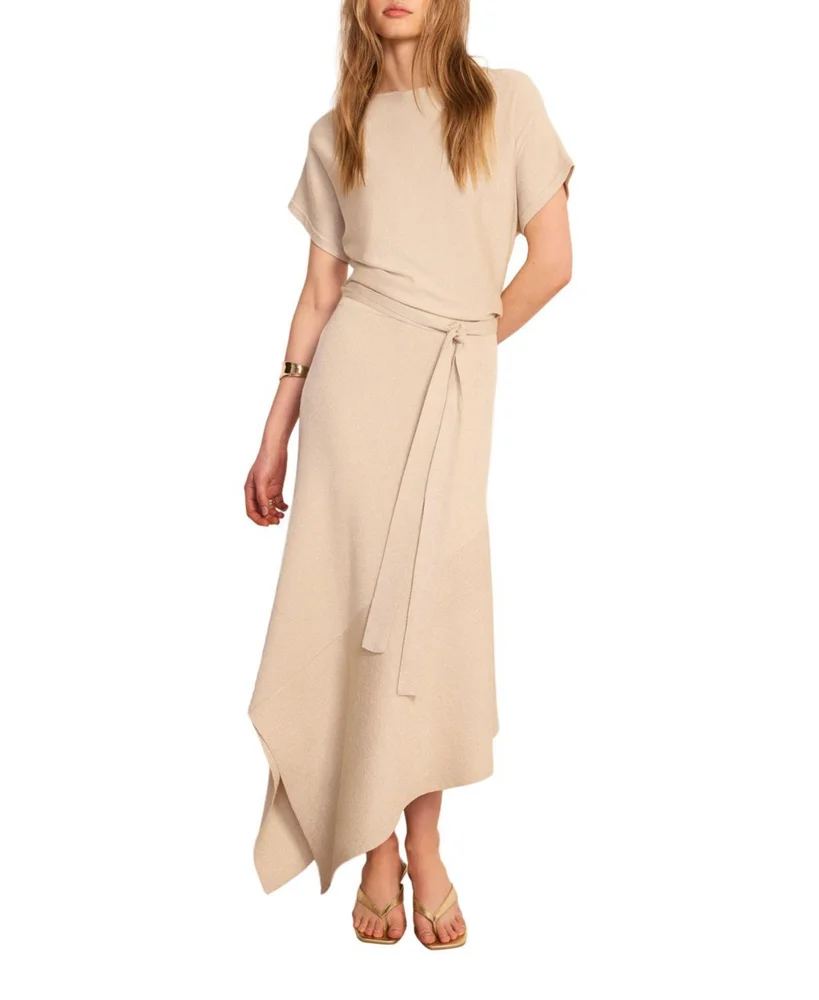 Women's Metallic Asymmetric Knit Midi Dress