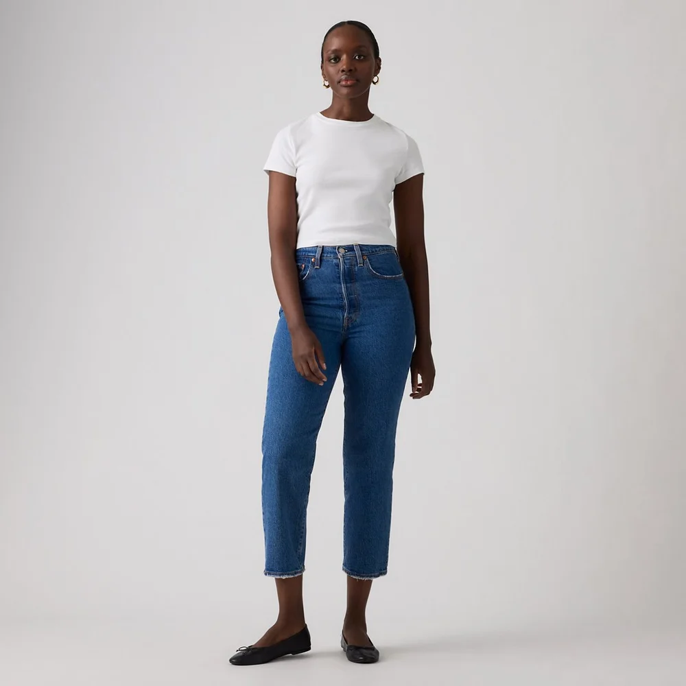 Ribcage Straight Ankle Jeans in Jazz Pop, Medium Wash
