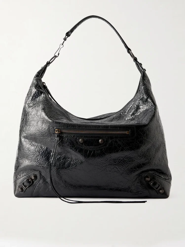 Le City medium crinkled-leather shoulder bag